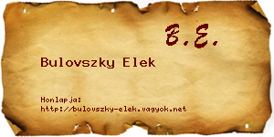 Bulovszky Elek névjegykártya